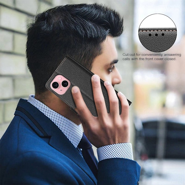 iPhone 15 - Elegant 2-i-1 Fodral med RFID-skydd & Stativ Roséguld