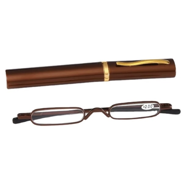 Læsebriller med styrke +1.0 - +4.0 med sikker opbevaring Kaffe +2.25