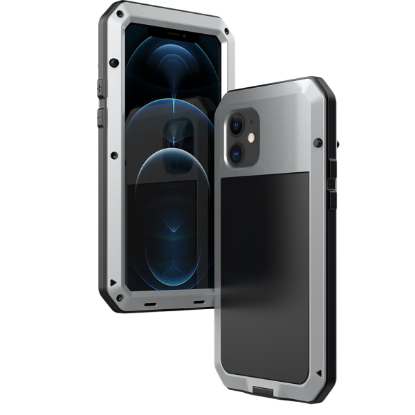 360-beskyttende etui i aluminium HEAVY DUTY - iPhone 12 Pro Max Svart