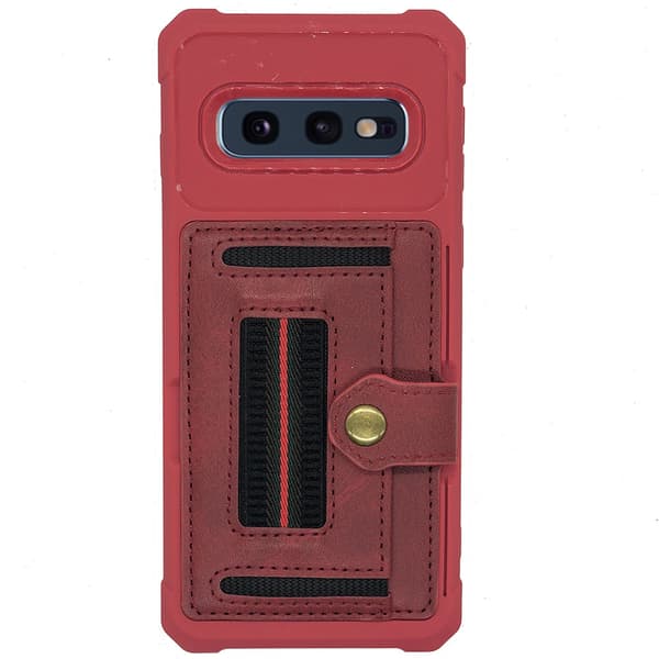 Effektfullt Skal med Kortfack - Samsung Galaxy S10E Röd Röd