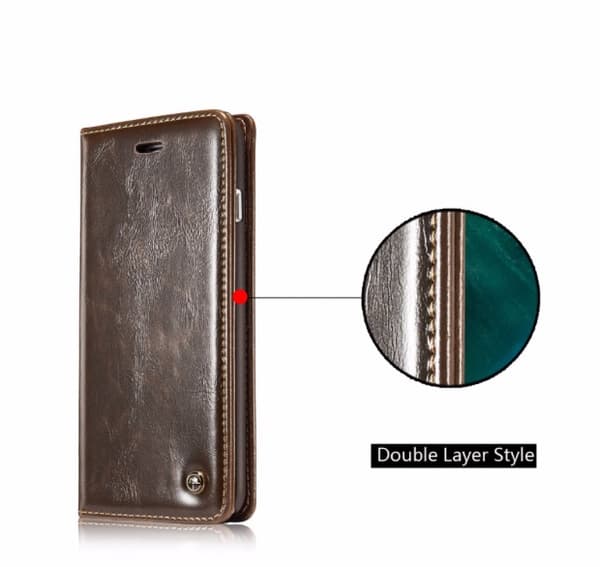 Exklusivt Praktiskt Plånboksfodral i Läder iPhone 7 PLUS CASEME Vit Vit