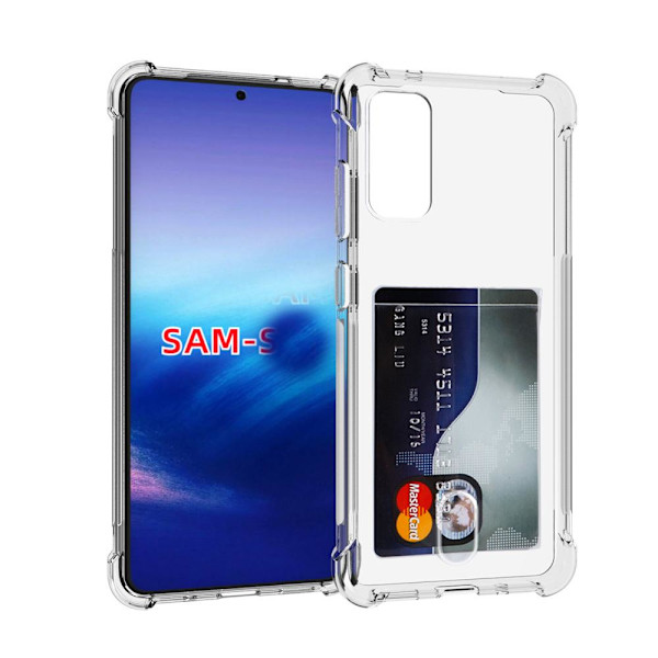 Samsung Galaxy Note 20 - Stötdämpande Silikonskal med Korthållare Transparent/Genomskinlig