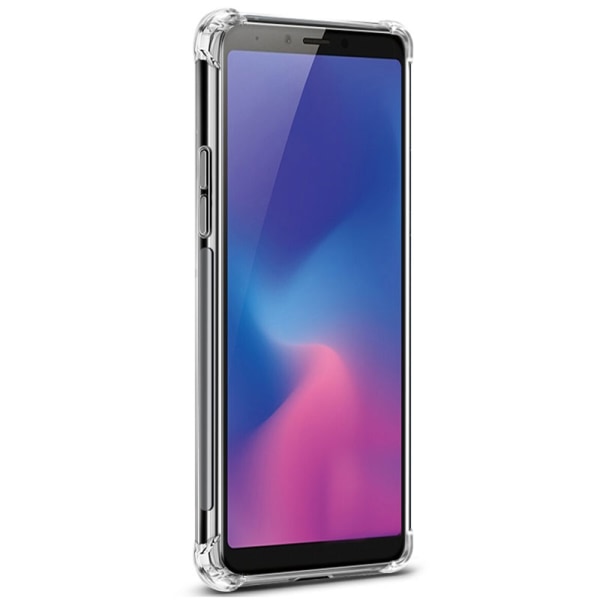 Samsung Galaxy A40 - Käytännöllinen kansi korttilokerolla FLOVEME Transparent/Genomskinlig