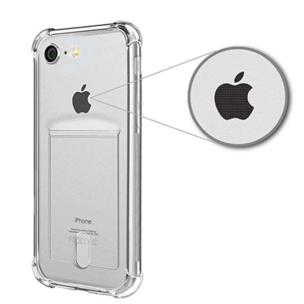 iPhone 8 - Tehokas silikonikotelo korttipidikkeellä Transparent/Genomskinlig