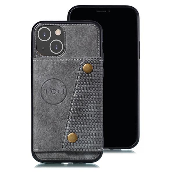 Skal med Kortfack - iPhone 13 Mini Grå