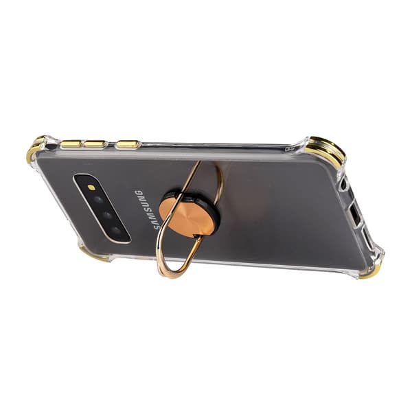 Samsung Galaxy S10+ - Robust Smidigt Skal med Ringhållare Guld