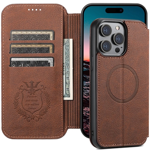 iPhone 15 Pro Leman Plånboksfodral - Smart & Elegant Svart
