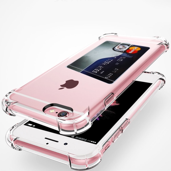 Sileä silikonikuori korttilokerolla - iPhone 6/6S Transparent/Genomskinlig