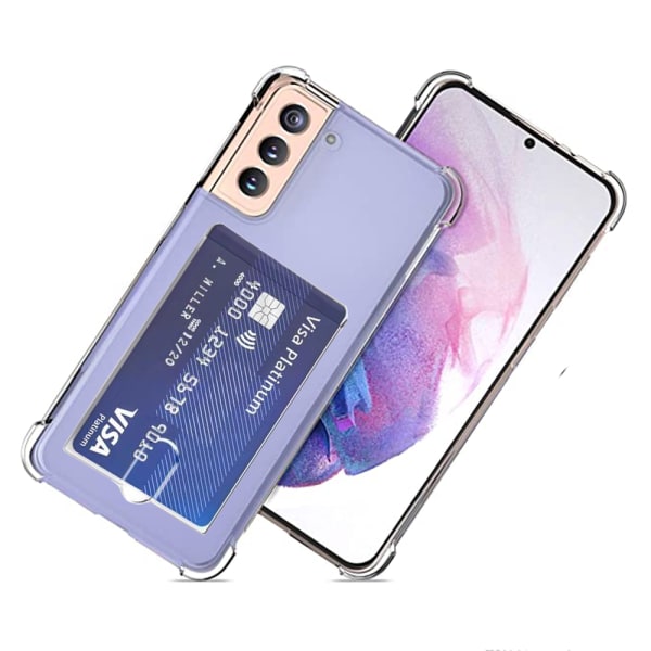 Etui med kortholder & blød skærmbeskytter Samsung Galaxy S21 Plus Transparent