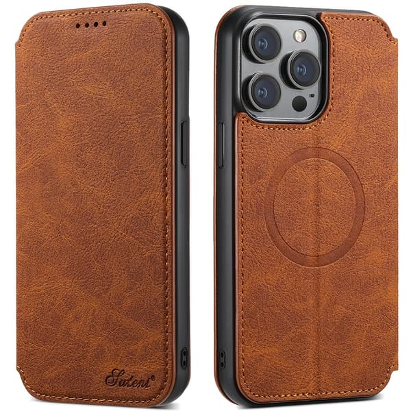 iPhone 14 Pro Max Leman Fodral - Exklusiv Design & Fullt Skydd Mörkbrun