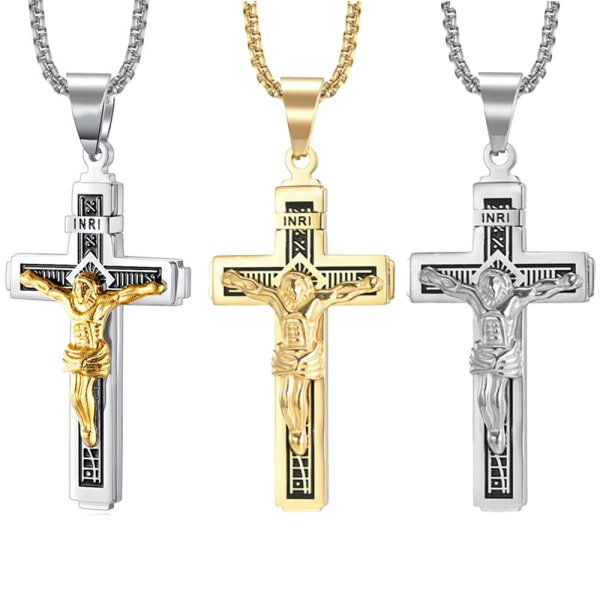 Stilrent Jesus Kors Halsband Silver