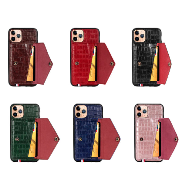 iPhone 11 Pro Max - Stilfuldt cover med kortrum Röd