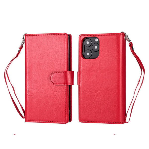 Älykäs ja tilava lompakkokotelo (9 korttia) - iPhone 12 Pro Max Röd