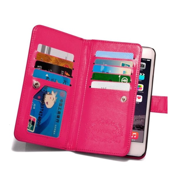 iPhone 6/6S - LEMANin tyylikäs nahkainen lompakkokotelo Rosa