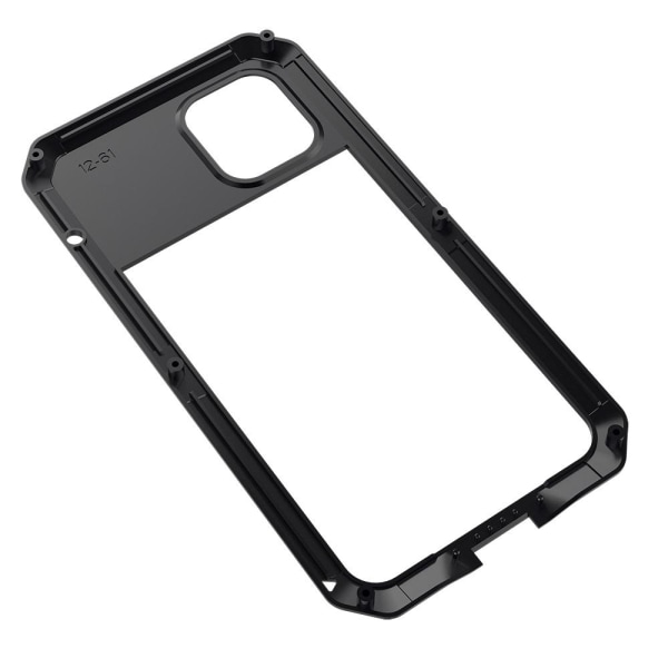 Beskyttende aluminiumsskall HEAVY DUTY - iPhone 12 Mini Svart