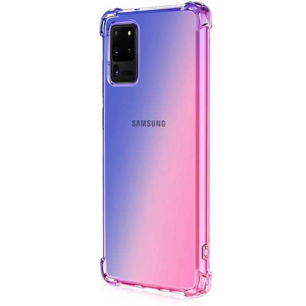 Samsung Galaxy S20 Ultra - Gennemtænkt Floveme Silikone Cover Blå/Rosa