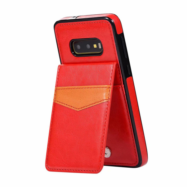 Stilsäkert Smart Skal med Kortfack - Samsung Galaxy S10E Röd
