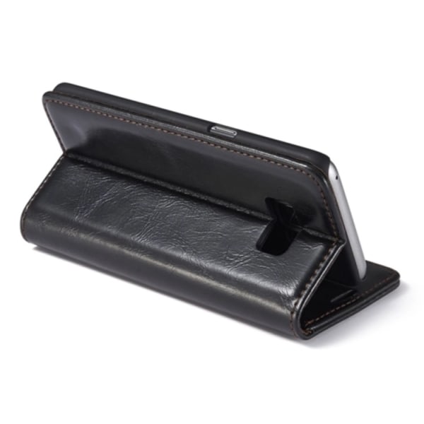 Elegant lommebokdeksel i skinn til Galaxy S8+ fra CASEME Svart