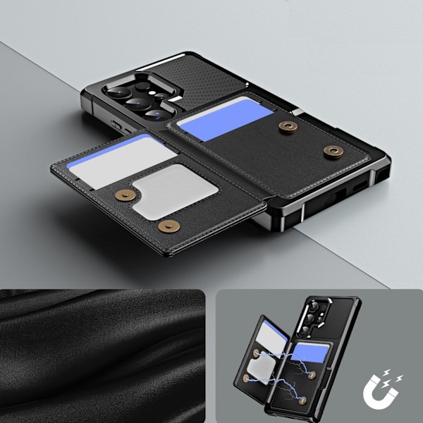 Samsung Galaxy S23 Ultra Plånboksfodral - Rymmer 4 Kort & Är Trådlöst Laddningsbart