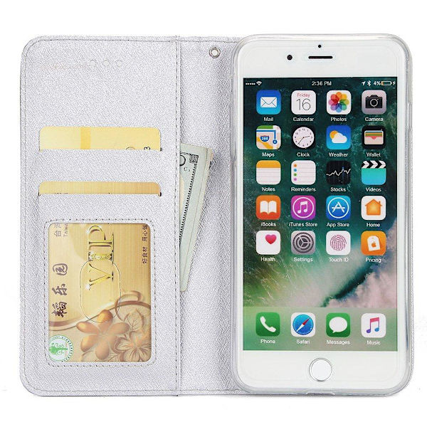 Genomt�nkt Pl�nboksfodral - iPhone 8 Plus Grön