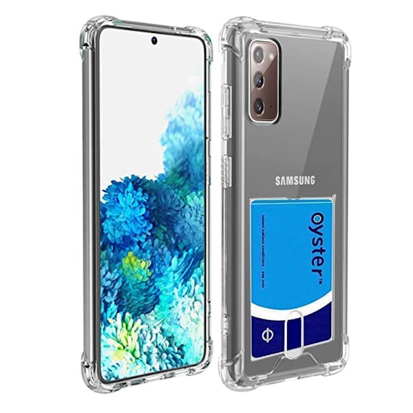 Samsung Galaxy Note 20 - Stötdämpande Silikonskal med Korthållare Transparent/Genomskinlig