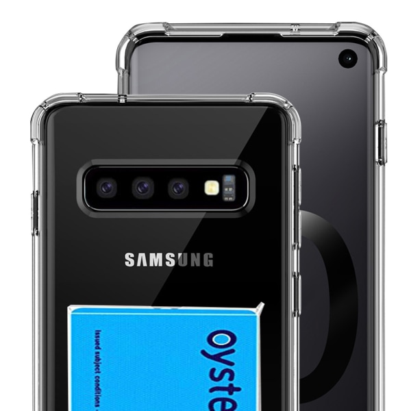 Deksel med kortholder - Samsung Galaxy S10 Plus Transparent/Genomskinlig