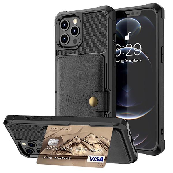 Smidigt Stilsäkert Skal med Kortfack - iPhone 12 Pro Max Svart