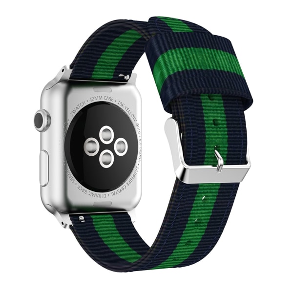 Apple Watch 40mm (4) - Armband i Vävt Nylon Grön/Vit/Röd