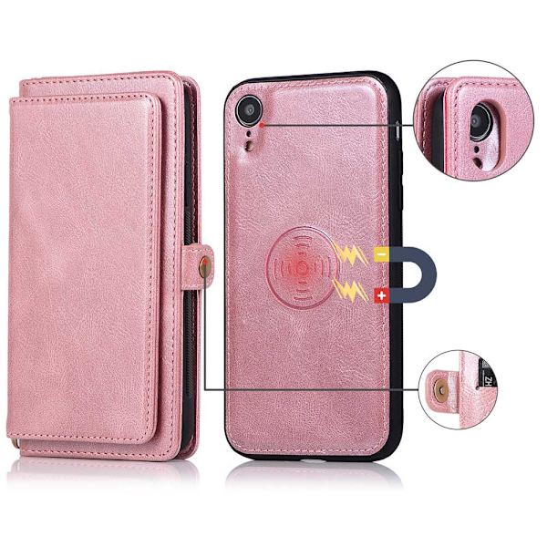 Effektivt etui med dobbelt tegnebog - iPhone XR Roséguld