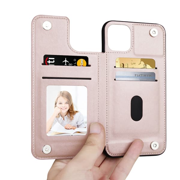 Elegant Cover med Kortholder HANMAN - iPhone 13 Pro Svart