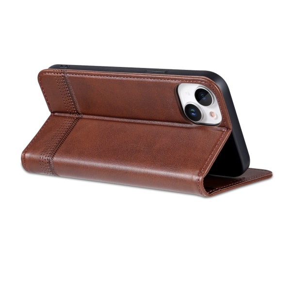 iPhone 15 - Plånboksfodral 3-kortfack i Läder Brown