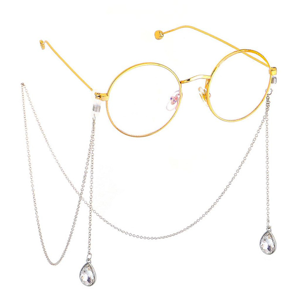 Smidigt Elegant Kristall Vattendroppe Glas�gon Kedja Guld