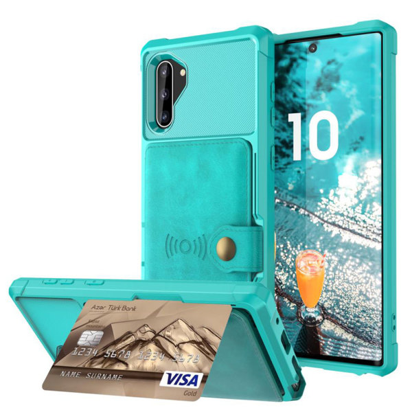 Huomaavainen kansi korttilokerolla - Samsung Galaxy Note10 Grön