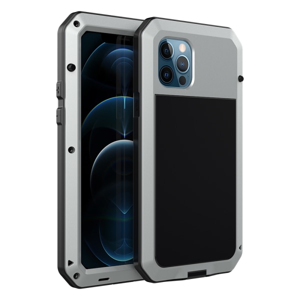 Suojaava 360-alumiinikotelo HEAVY DUTY - iPhone 12 Pro Svart