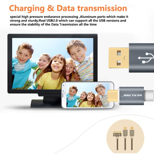 USB Snabbladdningskabel 100cm (Lightning) Blå