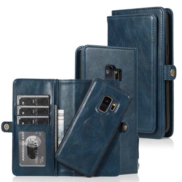 Glatt dobbel lommebokdeksel - Samsung Galaxy S9 Mörkblå