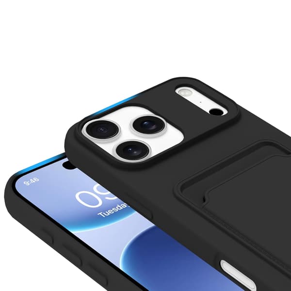 iPhone 17 Pro Max Skal  Skyddande Silikonfodral med Kortplats Röd