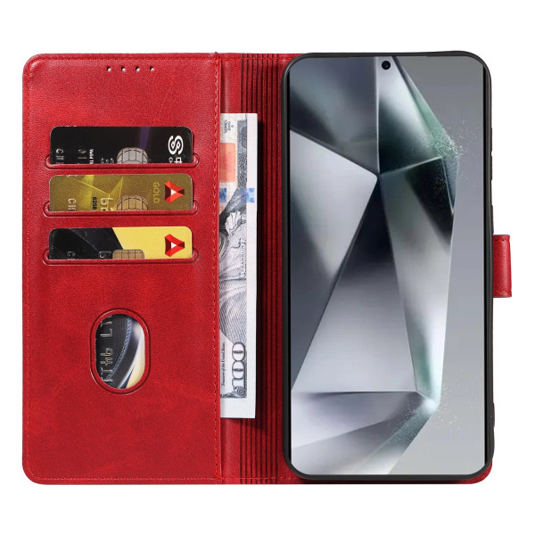 S24 Ultra - Läderplånboksfodral i 6 färger Red