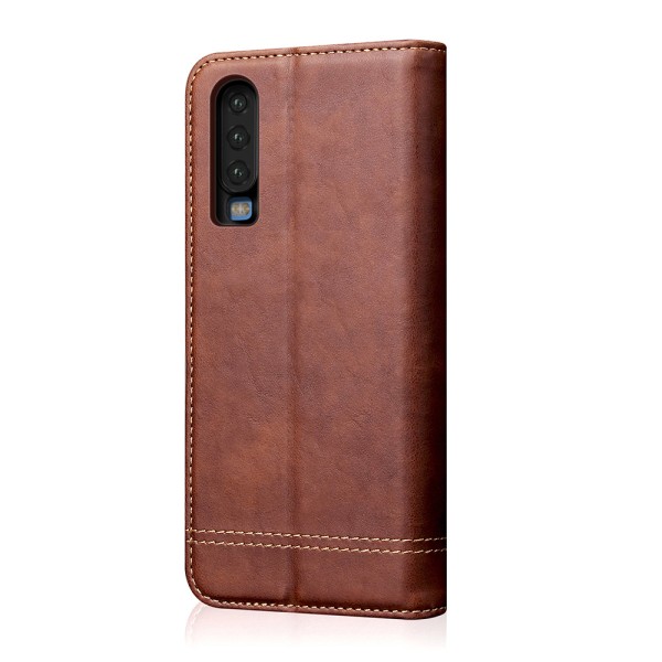 Huawei P30 - Eksklusivt smart vintage lommebokdeksel Mörkbrun
