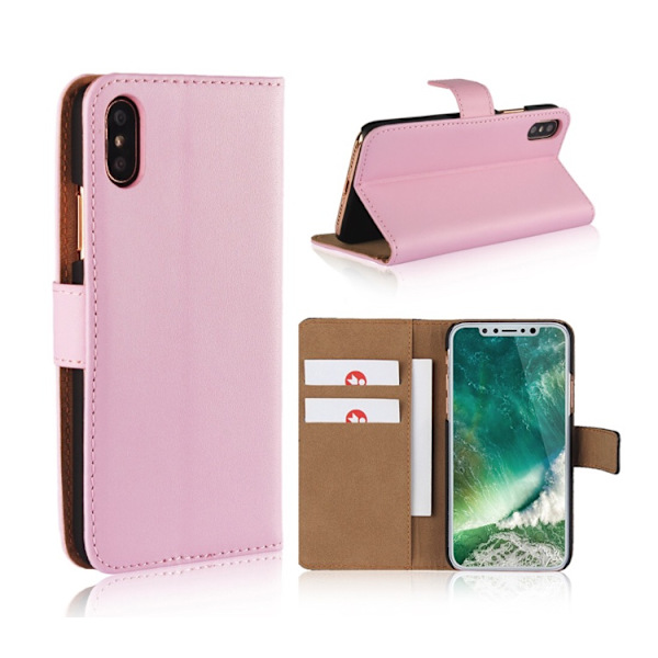 iPhone X - Plånboksfodral i Läder från LEMAN Blå