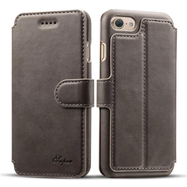 (Klasse-S) Deksel med lommebok i skinn til iPhone 6/6S Svart