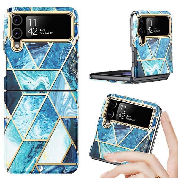 Elegant Marmor-design deksel - Samsung Galaxy Z Flip 3 Blå