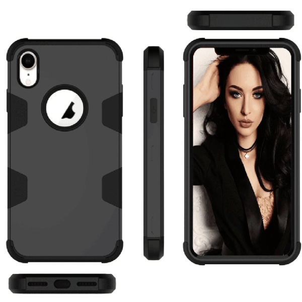 iPhone XR - Elegant Hybridskal (Rugged Robot) Rosa/Svart