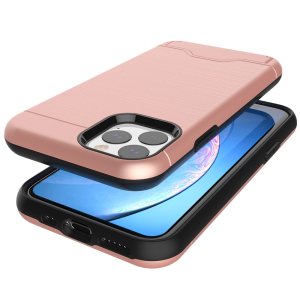 iPhone 11 Pro Max - Genomt�nkt Skyddsskal med Kortfack Grå