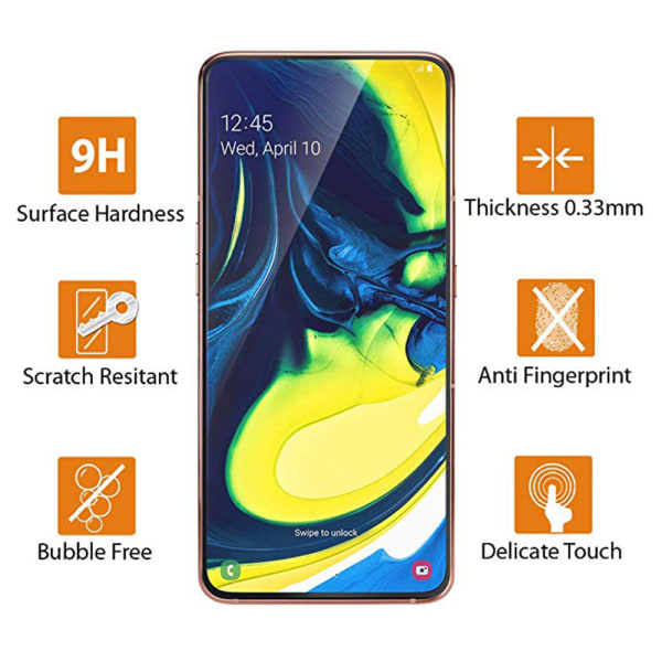 2-PACK Galaxy A80 Näytönsuoja 2.5D HD 0.3mm Svart
