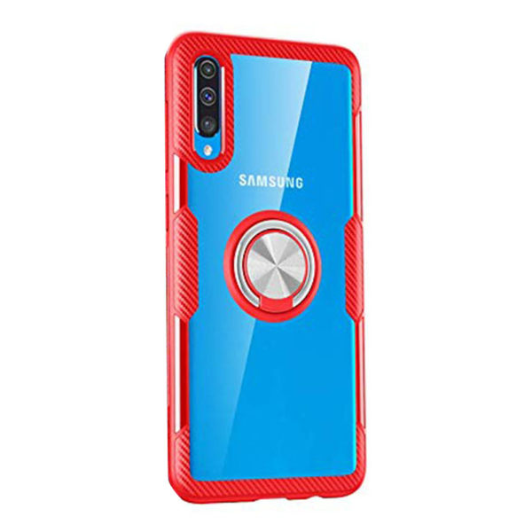 Samsung Galaxy A50 - Deksel med ringholder Röd/Silver