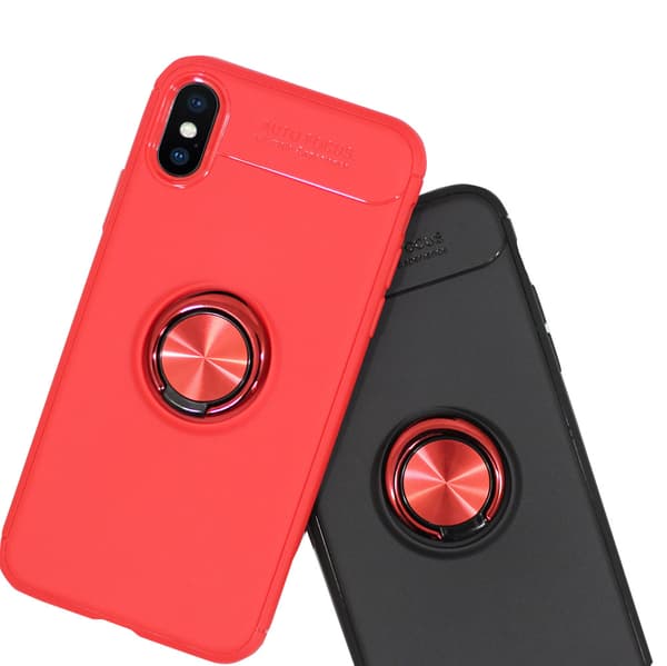 Robust Skyddsskal med Ringh�llare till iPhone X Röd/Röd