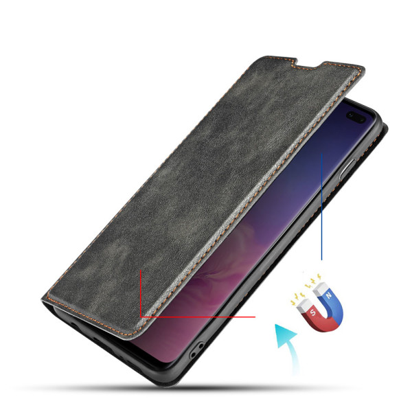 Tehokas retrolompakkokotelo - Samsung Galaxy S10 Röd