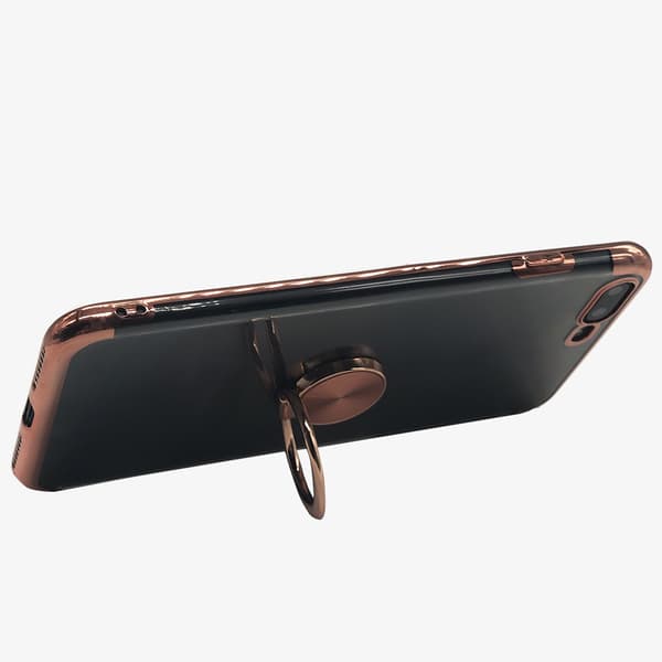 Skyddande Silikonskal med Ringh�llare - iPhone 7 Plus Svart