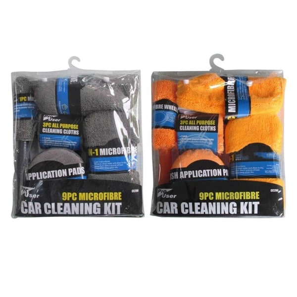 Effektivt 9-pack mikrofiber rengjøringssett for kjøretøy Orange